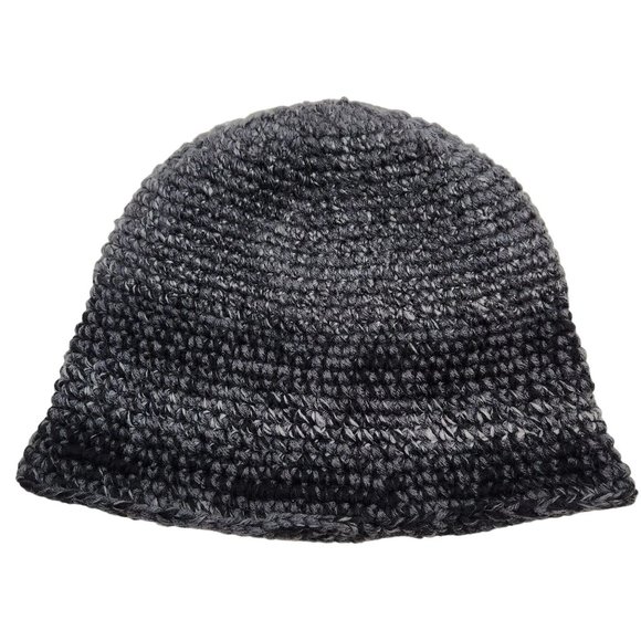 Bucket Hat handknit shades of charcoal grey black with brim - Picture 8 of 8